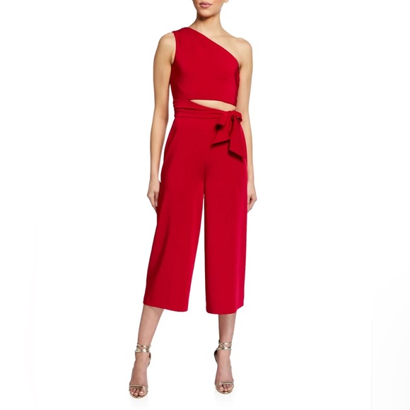 Love, Theia One-Shoulder Cropped Jersey Jumpsuit w/ Side Cutout Size 10 NEW - Picture 13 of 13
